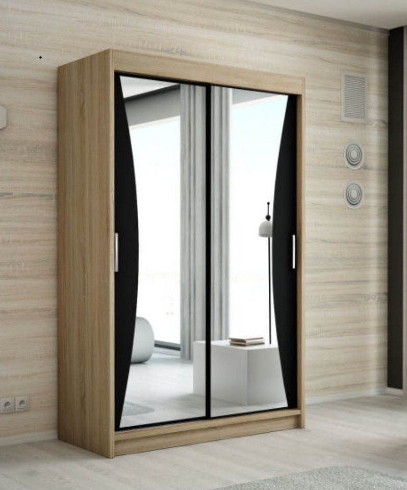 A&J MöbelLand GmbH Schwebetürenschrank NIKO mit Spiegel (TOP ANGEBOT! Geräumiger Schrank mit viel Stauraum:6 Regalen und 1 Kleiderstange – -ideal zur Aufbewahrung von Kleidung und Accessoires. TOP PRODUKT! Farbe und Größe (120 cm, 160 cm, 180 cm) zur Auswahl -wählen Sie das ideale Modell für Ihr Schlafzimmer!, Kleiderschrank mit Regalen) Breite: 120 cm, 160 cm, 180 cm, Höhe: 215 cm, Tiefe: 59,5 cm von A&J MöbelLand GmbH