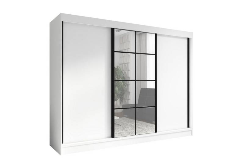 A&J MöbelLand GmbH Schiebetürenschrank ORAVELLE 3-türiger Kleiderschrank mit Spiegel, 4 Schubladen (TOP ANGEBOT! Geräumiger Schrank mit einer Breite von 200 cm und Spiegel, ideal zur Aufbewahrung von Kleidung und Accessoires. 4 Schubladen gratis und viel Stauraum. TOP PRODUKT! Wählen Sie das ideale Modell für Ihr Schlafzimmer!, Gratis 4 Schubladen – Katalogpreis der Schubladen 219 Euro) Breite: 200 cm, Höhe: 215 cm, Tiefe: 59,5 cm von A&J MöbelLand GmbH