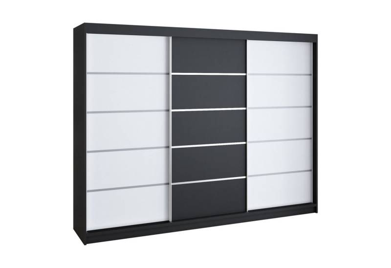 A&J MöbelLand GmbH Schwebetürenschrank STIM 200CM, 3-türig Schrank mit 4 Schubladen (TOP ANGEBOT! Geräumiger Schrank mit einer Breite von 200 cm und Spiegel, ideal zur Aufbewahrung von Kleidung und Accessoires. 4 Schubladen und viel Stauraum. TOP PRODUKT! Wählen Sie das ideale Modell für Ihr Schlafzimmer!, Inclusive 4 Schubladen) Breite: 200 cm, Höhe: 215 cm, Tiefe: 59,5 cm von A&J MöbelLand GmbH