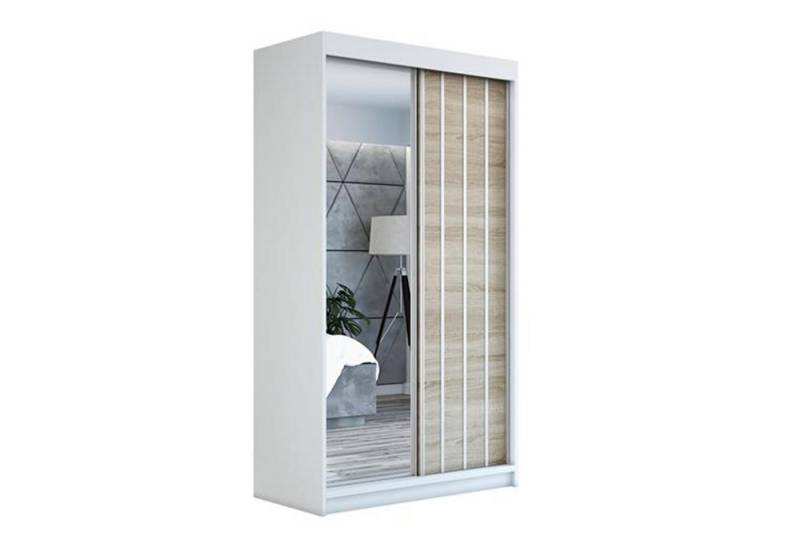 A&J MöbelLand GmbH Schiebetürenschrank VIGO mit Spiegel. (nur für kurze Zeit! TOP ANGEBOT! Geräumiger Schrank mit viel Stauraum:6 Regalen und 1 Kleiderstange – -ideal zur Aufbewahrung von Kleidung und Accessoires. TOP PRODUKT! Farbe und Größe (120 cm, 160 cm, 180 cm) zur Auswahl -wählen Sie das ideale Modell für Ihr Schlafzimmer!, Kleiderschrank mit Regalen) Breite: 120 cm, 160 cm, 180 cm, Höhe: 215 cm, Tiefe: 59,5 cm von A&J MöbelLand GmbH