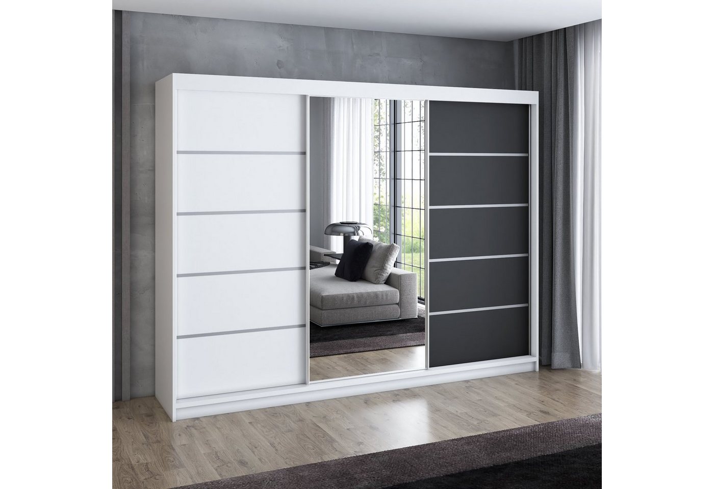 A&J MöbelLand GmbH Schwebetürenschrank VILANO 1 mit 4 Schubladen und Spiegel A&J MöbelLand GmbH Schwebetürenschrank VILANO 1 mit 4 Schubladen und Spiegel von A&J MöbelLand GmbH