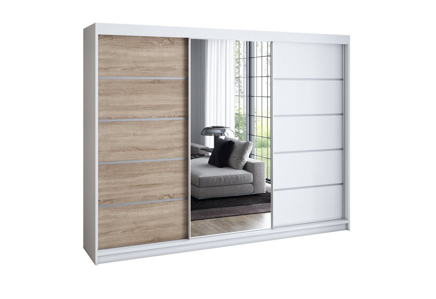 A&J MöbelLand GmbH Schiebetürenschrank VILANO 1 mit 4 Schubladen und Spiegel (TOP ANGEBOT! Geräumiger Schrank mit einer Breite von 200 cm und Spiegel, ideal zur Aufbewahrung von Kleidung und Accessoires. 4 Schubladen und viel Stauraum. TOP PRODUKT! Wählen Sie das ideale Modell für Ihr Schlafzimmer!, Inclusive 4 Schubladen) Breite: 200 cm, Höhe: 215 cm, Tiefe: 59,5 cm A&J MöbelLand GmbH Schiebetürenschrank VILANO 1 mit 4 Schubladen und Spiegel (TOP ANGEBOT! Geräumiger Schrank mit einer Breite von 200 cm und Spiegel, ideal zur Aufbewahrung von Kleidung und Accessoires. 4 Schubladen und viel Stauraum. TOP PRODUKT! Wählen Sie das ideale Modell für Ihr Schlafzimmer!, Inclusive 4 Schubladen) Breite: 200 cm, Höhe: 215 cm, Tiefe: 59,5 cm von A&J MöbelLand GmbH