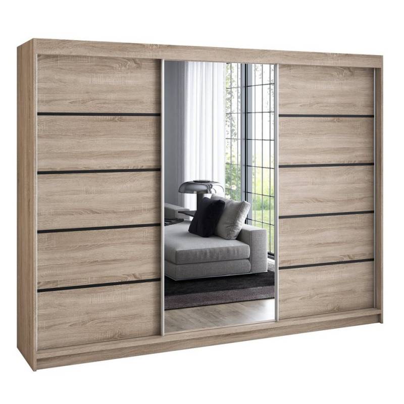 A&J MöbelLand GmbH Schwebetürenschrank VILANO 1 mit 4 Schubladen und Spiegel (TOP ANGEBOT! Geräumiger Schrank mit einer Breite von 200 cm und Spiegel, ideal zur Aufbewahrung von Kleidung und Accessoires. 4 Schubladen und viel Stauraum. TOP PRODUKT! Wählen Sie das ideale Modell für Ihr Schlafzimmer!, Inclusive 4 Schubladen) Breite: 200 cm, Höhe: 215 cm, Tiefe: 59,5 cm von A&J MöbelLand GmbH