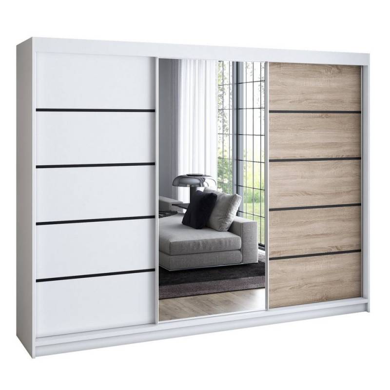 A&J MöbelLand GmbH Schwebetürenschrank VILANO 2 mit 4 Schubladen und Spiegel von A&J MöbelLand GmbH