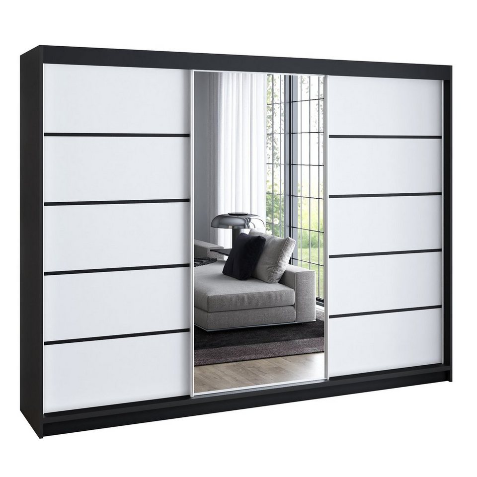 A&J MöbelLand GmbH Schiebetürenschrank VILANO 3 mit 4 Schubladen und Spiegel (TOP ANGEBOT! Geräumiger Schrank mit einer Breite von 200 cm und Spiegel, ideal zur Aufbewahrung von Kleidung und Accessoires. 4 Schubladen und viel Stauraum. TOP PRODUKT! Wählen Sie das ideale Modell für Ihr Schlafzimmer!, Inclusive 4 Schubladen) Breite: 200 cm, Höhe: 215 cm, Tiefe: 59,5 cm A&J MöbelLand GmbH Schiebetürenschrank VILANO 3 mit 4 Schubladen und Spiegel (TOP ANGEBOT! Geräumiger Schrank mit einer Breite von 200 cm und Spiegel, ideal zur Aufbewahrung von Kleidung und Accessoires. 4 Schubladen und viel Stauraum. TOP PRODUKT! Wählen Sie das ideale Modell für Ihr Schlafzimmer!, Inclusive 4 Schubladen) Breite: 200 cm, Höhe: 215 cm, Tiefe: 59,5 cm von A&J MöbelLand GmbH