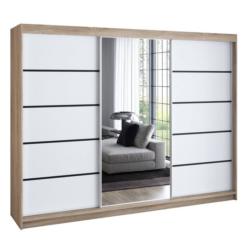 A&J MöbelLand GmbH Schiebetürenschrank VILANO mit 4 Schubladen und Spiegel (nur für kurze Zeit! TOP ANGEBOT! Geräumiger Schrank mit einer Breite von 200 cm und Spiegel, ideal zur Aufbewahrung von Kleidung und Accessoires. 4 Schubladen und viel Stauraum. TOP PRODUKT! Wählen Sie das ideale Modell für Ihr Schlafzimmer!, Inclusive 4 Schubladen) Breite: 200 cm, Höhe: 215 cm, Tiefe: 59,5 cm A&J MöbelLand GmbH Schiebetürenschrank VILANO mit 4 Schubladen und Spiegel (nur für kurze Zeit! TOP ANGEBOT! Geräumiger Schrank mit einer Breite von 200 cm und Spiegel, ideal zur Aufbewahrung von Kleidung und Accessoires. 4 Schubladen und viel Stauraum. TOP PRODUKT! Wählen Sie das ideale Modell für Ihr Schlafzimmer!, Inclusive 4 Schubladen) Breite: 200 cm, Höhe: 215 cm, Tiefe: 59,5 cm von A&J MöbelLand GmbH