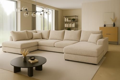 A&J MöbelLand Ecksofa Fabio 328x182 cm mit Schlaffunktion, Bonellfederkern und Bettkasten in Cappuccino – modernes Schlafsofa mit Stauraum A&J MöbelLand Ecksofa Fabio 328x182 cm mit Schlaffunktion, Bonellfederkern und Bettkasten in Cappuccino – modernes Schlafsofa mit Stauraum von A&J MöbelLand