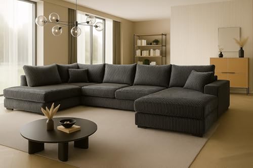 A&J MöbelLand Ecksofa Fabio 328x182 cm mit Schlaffunktion, Bonellfederkern und Bettkasten in Schwarz – modernes Schlafsofa mit Stauraum A&J MöbelLand Ecksofa Fabio 328x182 cm mit Schlaffunktion, Bonellfederkern und Bettkasten in Schwarz – modernes Schlafsofa mit Stauraum von A&J MöbelLand