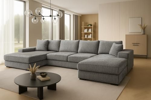 A&J MöbelLand Ecksofa VIENA 328x182 cm mit Schlaffunktion, Bonellfederkern und Bettkasten in Platinfarben – modernes Schlafsofa mit Stauraum A&J MöbelLand Ecksofa VIENA 328x182 cm mit Schlaffunktion, Bonellfederkern und Bettkasten in Platinfarben – modernes Schlafsofa mit Stauraum von A&J MöbelLand