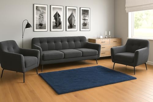 A&J MöbelLand GmbH Polstergarnitur Benito: 3-Sitzer Sofa + 2 Sessel – Wohnzimmer Set, modernes Design, Bonellfederkern, langlebige Qualität, Bezug in Dunkelgrau von A&J MöbelLand