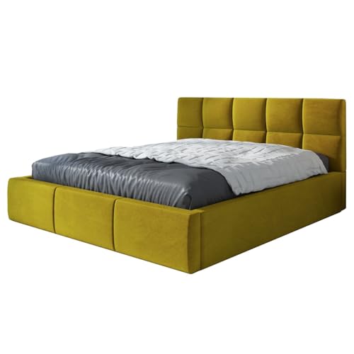 A&J MöbelLand Polsterbett 140x200 mit Bettkasten und Lattenrost – Carlos, Bett mit Matratze und Stauraum in Goldfarben A&J MöbelLand Polsterbett 140x200 mit Bettkasten und Lattenrost – Carlos, Bett mit Matratze und Stauraum in Goldfarben von A&J MöbelLand