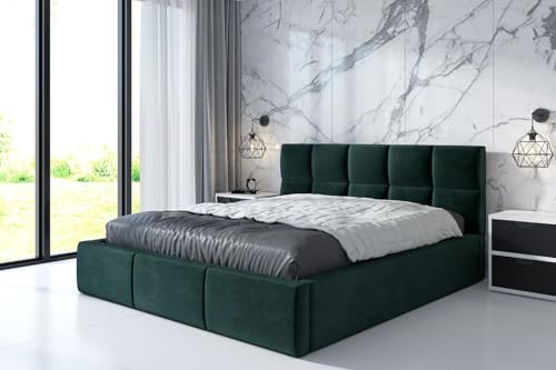 A&J MöbelLand Polsterbett 140x200 mit Bettkasten und Lattenrost – Carlos, Bett mit Matratze und Stauraum in Grün A&J MöbelLand Polsterbett 140x200 mit Bettkasten und Lattenrost – Carlos, Bett mit Matratze und Stauraum in Grün von A&J MöbelLand