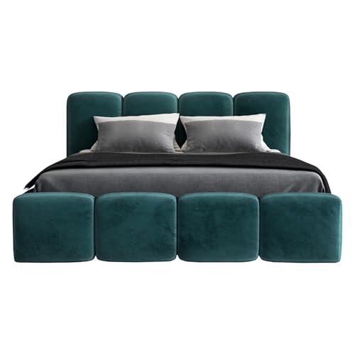 A&J MöbelLand Polsterbett 180x200 mit Bettkasten und Lattenrost – DONA-OM, Bett mit Stauraum in Mintgrün ohne Matratze von A&J MöbelLand