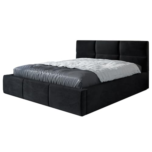 A&J MöbelLand Polsterbett 140x200 mit Bettkasten und Lattenrost – Emili-OM, Bett ohne Matratze mit Stauraum in Schwarz A&J MöbelLand Polsterbett 140x200 mit Bettkasten und Lattenrost – Emili-OM, Bett ohne Matratze mit Stauraum in Schwarz von A&J MöbelLand