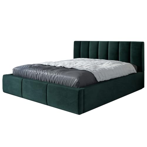 A&J MöbelLand Polsterbett 140x200 mit Bettkasten und Lattenrost – IGI, Bett mit Matratze und Stauraum in Grün A&J MöbelLand Polsterbett 140x200 mit Bettkasten und Lattenrost – IGI, Bett mit Matratze und Stauraum in Grün von A&J MöbelLand