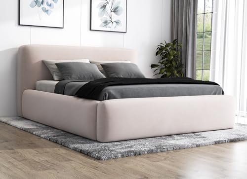 A&J MöbelLand Polsterbett 140x200 mit Bettkasten und Lattenrost – LUMO, Bett mit Matratze und Stauraum in Beige A&J MöbelLand Polsterbett 140x200 mit Bettkasten und Lattenrost – LUMO, Bett mit Matratze und Stauraum in Beige von A&J MöbelLand
