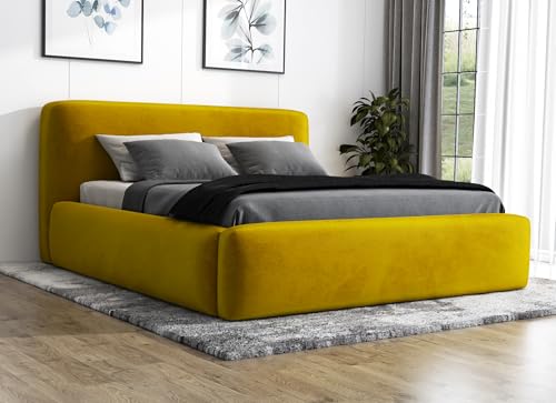 A&J MöbelLand Polsterbett 140x200 mit Bettkasten und Lattenrost – LUMO, Bett mit Matratze und Stauraum in Goldfarben A&J MöbelLand Polsterbett 140x200 mit Bettkasten und Lattenrost – LUMO, Bett mit Matratze und Stauraum in Goldfarben von A&J MöbelLand