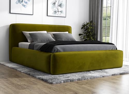 A&J MöbelLand Polsterbett LUMO 90x200 mit Matratze, Bettkasten und Lattenrost. Farbe: Olivgrün A&J MöbelLand Polsterbett LUMO 90x200 mit Matratze, Bettkasten und Lattenrost. Farbe: Olivgrün von A&J MöbelLand
