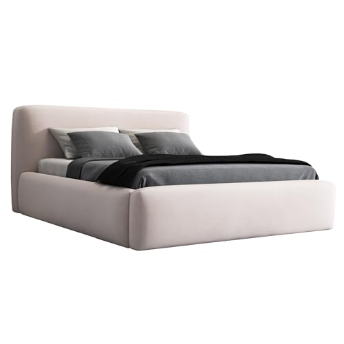 A&J MöbelLand Polsterbett 140x200 mit Bettkasten und Lattenrost – LUMO-OM, Bett ohne Matratze und mit Stauraum in Beige A&J MöbelLand Polsterbett 140x200 mit Bettkasten und Lattenrost – LUMO-OM, Bett ohne Matratze und mit Stauraum in Beige von A&J MöbelLand