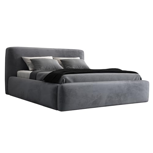 A&J MöbelLand Polsterbett 90x200 mit Bettkasten und Lattenrost – LUMO-OM, Bett ohne Matratze und mit Stauraum in Dunkelgrau A&J MöbelLand Polsterbett 90x200 mit Bettkasten und Lattenrost – LUMO-OM, Bett ohne Matratze und mit Stauraum in Dunkelgrau von A&J MöbelLand