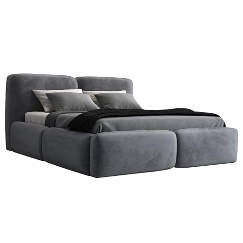 A&J MöbelLand Polsterbett 160x200 mit Bettkasten und Lattenrost – OLKE, Bett mit Matratze und Stauraum in Dunkelgrau A&J MöbelLand Polsterbett 160x200 mit Bettkasten und Lattenrost – OLKE, Bett mit Matratze und Stauraum in Dunkelgrau von A&J MöbelLand