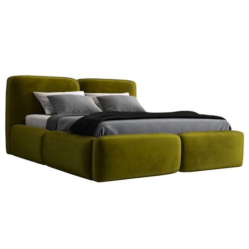 A&J MöbelLand Polsterbett 180x200 mit Bettkasten und Lattenrost – OLKE, Bett mit Matratze und Stauraum in Olivgrün A&J MöbelLand Polsterbett 180x200 mit Bettkasten und Lattenrost – OLKE, Bett mit Matratze und Stauraum in Olivgrün von A&J MöbelLand