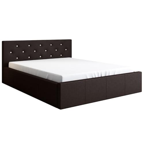 A&J MöbelLand Polsterbett SKIDI 120x200 mit Matratze, Lattenrost und Bettkasten. Farbe:Schwarz von A&J MöbelLand