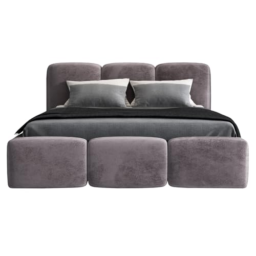 A&J MöbelLand Polsterbett 140x200 mit Bettkasten und Lattenrost – Star, Bett mit Matratze und Stauraum in Grau von A&J MöbelLand