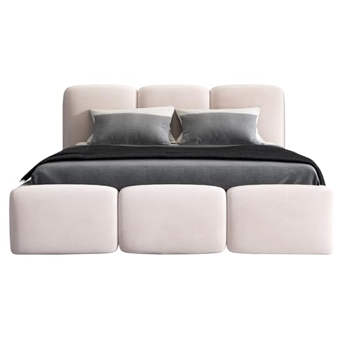 A&J MöbelLand Polsterbett 140x200 mit Bettkasten und Lattenrost – Star-OM, Bett mit Stauraum in Beige ohne Matratze A&J MöbelLand Polsterbett 140x200 mit Bettkasten und Lattenrost – Star-OM, Bett mit Stauraum in Beige ohne Matratze von A&J MöbelLand