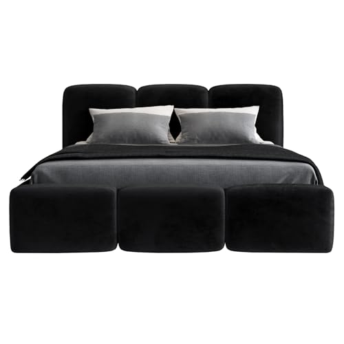 A&J MöbelLand Polsterbett 140x200 mit Bettkasten und Lattenrost – Star-OM, Bett mit Stauraum in Schwarz ohne Matratze A&J MöbelLand Polsterbett 140x200 mit Bettkasten und Lattenrost – Star-OM, Bett mit Stauraum in Schwarz ohne Matratze von A&J MöbelLand