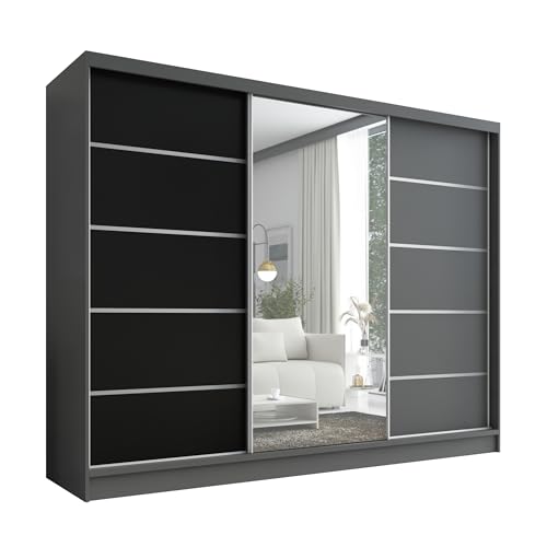 A&J MöbelLand Schwebetürenschrank, 3-türig Schrank 200 cm mit Spiegel Aurelia 1 von A&J MöbelLand