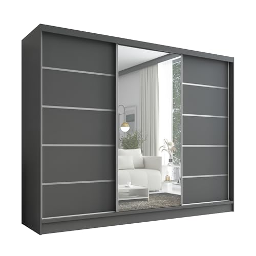 A&J MöbelLand Schwebetürenschrank, 3-türig Schrank 200 cm mit Spiegel Aurelia 1 von A&J MöbelLand