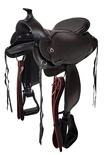 A&M Reitsport Baumloser Westernsattel Michigan Schwarz aus Büffelleder mit Klettkissen, Größe:16 Zoll von A&M Reitsport