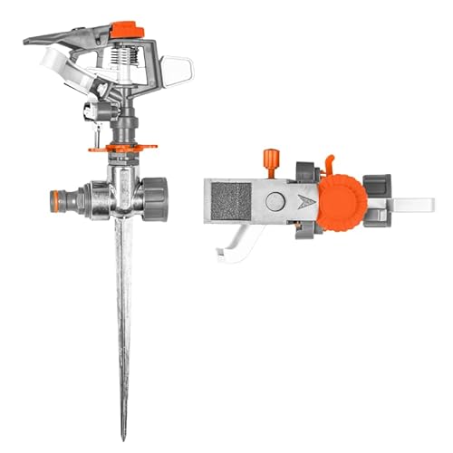Pulsationsregner Sprinkler Kreisregner 0-360° "White line Metall Erdspieß 250m² von A&N