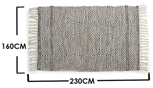 A&R AR Teppich Zick-Zackmuster, Baumwolle, 230 x 160 cm, Grau von A&R