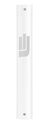A&S Mezuzot Mesusa-Gehäuse aus Aluminium mit exklusivem, modernem Schienbein-Design, einfach abziehen und aufkleben, Judaica-Tür-Mesusza für 12,7 cm (5 Zoll), Weiß von A&S Mezuzot