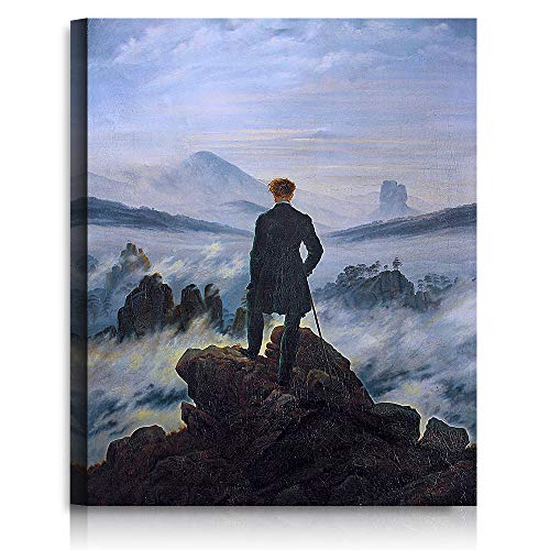 A&T ARTWORK Wanderer Above The Sea of Fog von Caspar David Friedrich. Klassische Kunst-Reproduktionen, Giclée-Leinwanddruck, Wandkunst für Heimdekoration, 76,2 x 61 cm von A&T ARTWORK