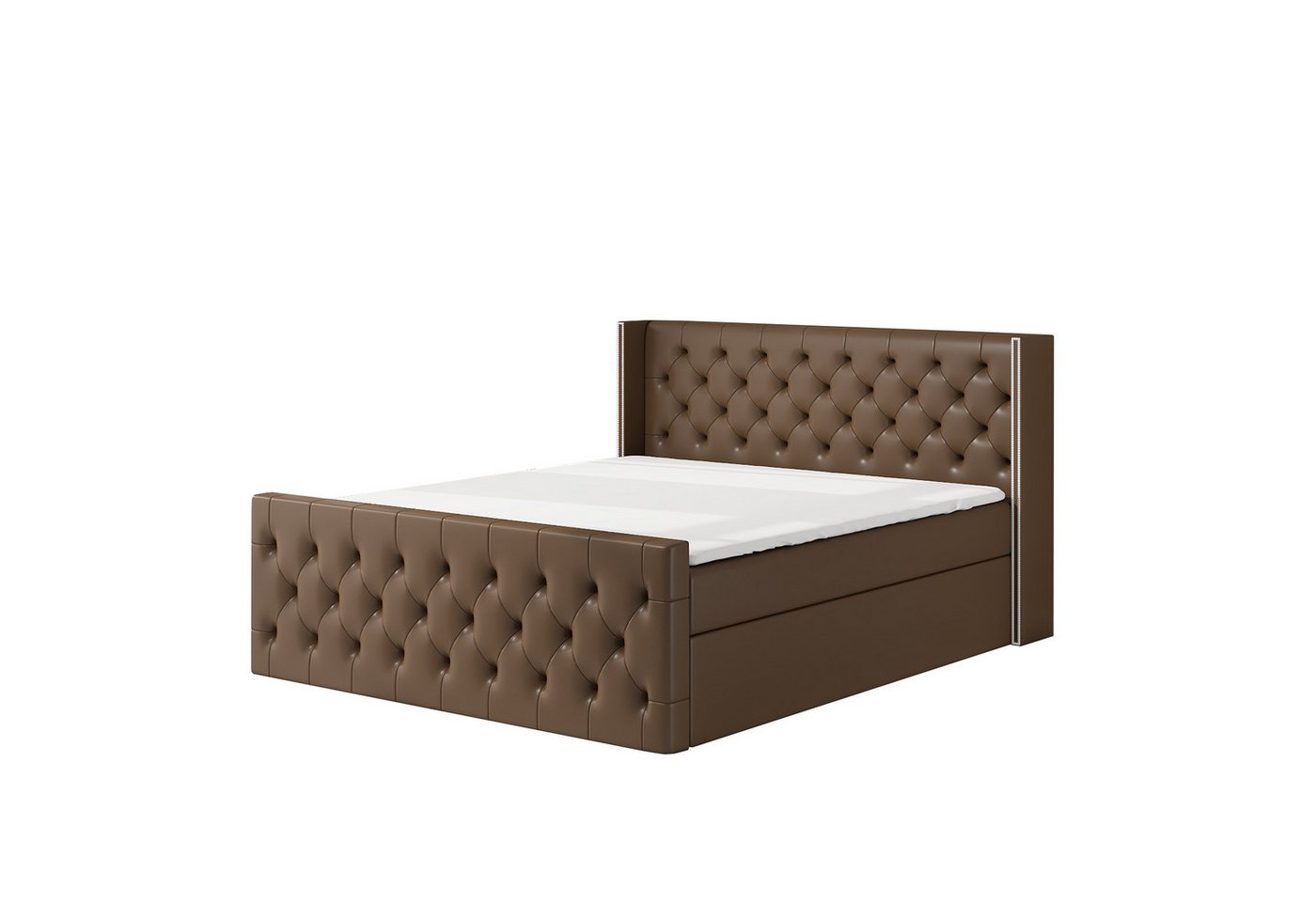 A&J MöbelLand GmbH Boxspringbett GRO mit 2 Bettkästen, Bonell-Matratze und Topper. (Boxspringbett mit Bettkasten und gepolstertem Kopfteil. Inclusive Topper !, TOP ANGEBOT), Länge 216 cm Höhe 106 cm von A&j Möbelland Gmbh