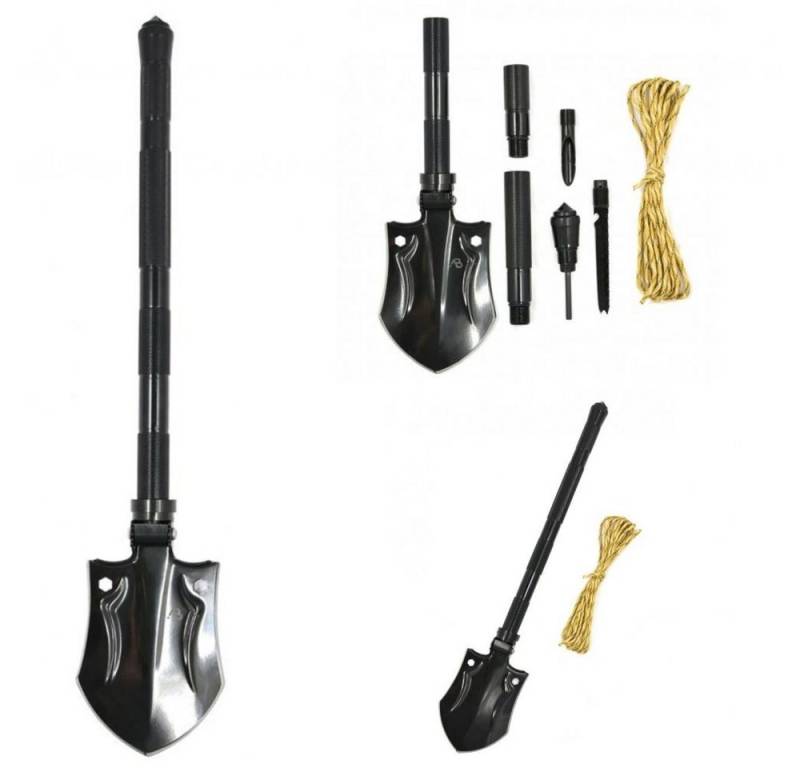 A. Blöchl Schaufel Multifunktions-Schaufel Deluxe m. Tasche schwarz, (Packung), längenverstellbar durch einzeln verschraubbare Griffteile von A. Blöchl