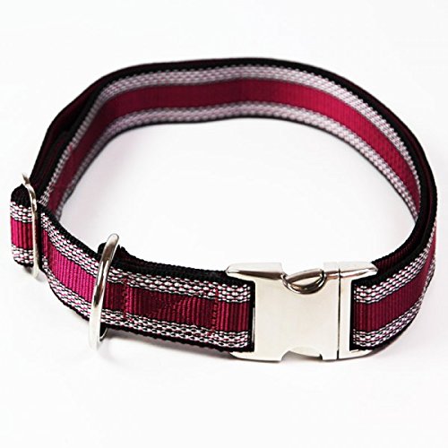 A. Hoffmann GmbH Premium Hundehalsband, Alu-Max®, Soft Nylon, Pflaume Muster, 25-35 cm, 15 mm von A. Hoffmann GmbH