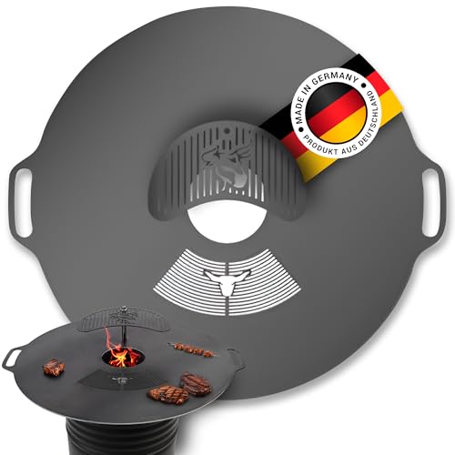 Feuerplatte für Feuertonne 100 cm, 6 mm Stärke – Grillplatte mit Grillrost & Grillaufsatz – A. Weyck Tolls Rund, Plancha, Feuerschale mit Grillring – Perfekt für BBQ & Outdoor-Kochen - #680 von A. Weyck Tools
