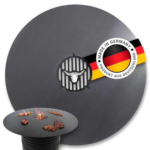 Feuerplatte Komplette Grillfläche 80cm INKL. Grilleinsatz – 10mm Stärke – Grillplatte für Feuertonne & Feuerschale – Plancha Grillring für BBQ & Teppanyaki - Massive Stahlplatte #184 von A. Weyck Tools