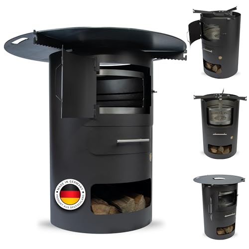Komplettset – Multifunktionstonne mit 80cm Feuerplatte in 5mm Stärke #1371 – Feuerkorb & Zubehör – A. Weyck Tools Vielseitige Dutch Oven Station, Feuertonne & Grillfass – Hitzebeständig bis 700 Grad von A. Weyck Tools