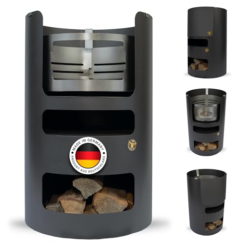 Komplettset – Multifunktionstonne Feuertonne #169 – A. Weyck Tools Dutch Oven Station, Feuerplatte & Pizzaofen – Vielseitiges Grillfass für Feuerplatten & Dutch Oven – Mit Blende & Feuerkorb von A. Weyck Tools
