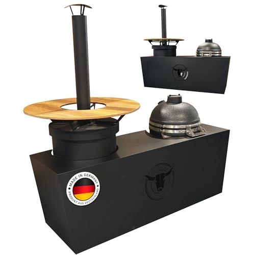 A. Weyck Tools Outdoorküche Avantgarde – Modulare Gartenküche mit beheizbarem Stehtisch & BBQ-Feuerplatte | Holzbeheizter Outdoor-Tisch mit Multifunktionstonne #3048 von A. Weyck Tools