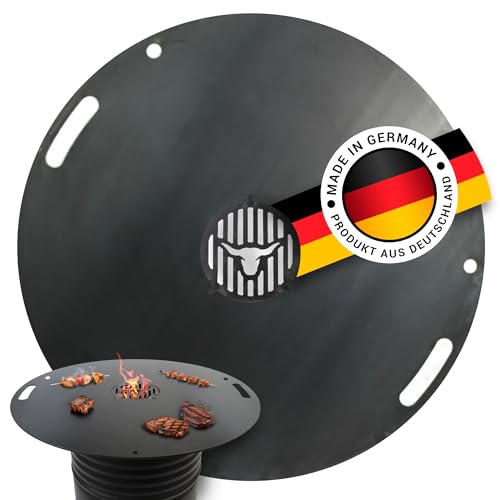 Feuerplatte Schwenkgrill 80cm INKL. Grilleinsatz – Grillplatte für Feuertonne, Feuerstelle & Feuerschale – A. Weyck Tools Plancha Grillring, Teppanyaki Platte – Hochwertiger Stahl 8mm Stärke - #40 von A. Weyck Tools
