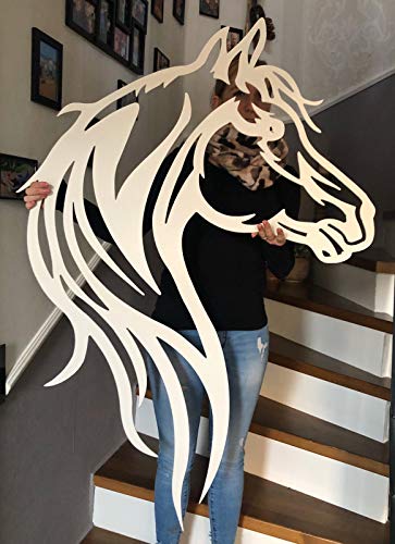 A. Weyck Tools Pferd Silhouette Pferde Kopf Pferdesilhouette Metall Stahl 120x70cm Verkehrsweiß RAL 9016 Weißaluminium RAL 9006 (Verkehrsweiß RAL 9016#320) von A. Weyck Tools