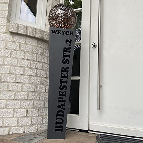 Dekosäule Gartensäule mit Name & Hausnummer Metall #638 von A. Weyck Tools