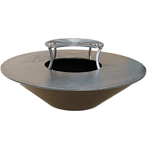 Designer Feuerschale Feuerstelle mit 85cm Feuerplatte 8mm & Grillaufsatz #647 von A. Weyck Tools