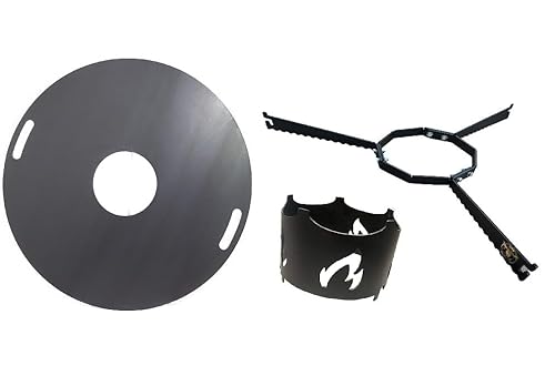 Komplettset Feuerplatte 100cm 6mm + Abstandshalter + Wok Aufsatz Plancha #203 von A. Weyck Tools